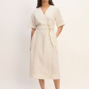Everlane Linen Wrap Dress in Bone